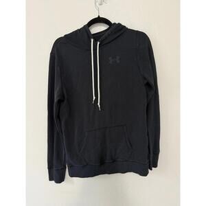 Under armour hoodie size small 
Normal fading for style and dark print from wash